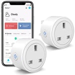 SURFOU Smart Plug WiFi Socket 2Pcs, UK Mini Wireless Timer Plug Works with Amazon Alexa, Google Home and SmartThings, Energy Monitoring, Smart Life App Remote/Voice Control, No Hub Required, 13A