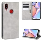 BOLONISS for Galaxy A10S Rétro Peau Cas magnétique d'aspiration en Cuir d'affaires avec Support et Carte Machines à sous et Porte-Monnaie (Noir) Mode (Color : Grey)