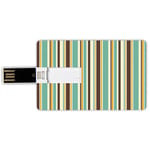 4G USB Flash Drives Credit Card Shape Striped Decor Memory Stick Bank Card Style Funk Art Nostalgic Lash Strokes with Earthen Tones Blow Fashion Graphic,Brown Teal Waterproof Pen Thumb Lovely Jump Dr