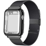 XSHIYQ Milanese Loop Band With Case For Apple Watch Series 5/4/3/2 Stainless Steel Strap Wrist Bracelet 44mm black