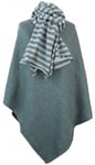 Poncho smaragd ull Mariedal jacquard