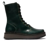 Fly London Womens Green RAMI043 Casual Leather Lace-up Ankle Dress Boots - Dark Green - Size UK 6