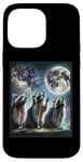 iPhone 14 Pro Max 3 Racoons Howling Moon Raccoon Head Funny Mens Womens Kids Case