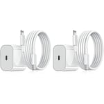 2-pack - Laddare för iPhone - Snabbladdare - Adapter + Kabel 20W Vit 2-pack iPhone