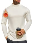 Ekouaer Haut Thermique Homme Maillot de Corps à Manches Longues sous-Vêtements Chauds avec Micro-Polaire intérieure Automne/Hiver Blanc XXL