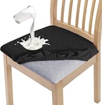 Granbest Lot de 6 housses de chaise de salle à manger élégantes et imperméables - Haute élasticité - Protection d'assise lavable - Pour banquet, cuisine, fête, hôtel - Noir