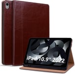 Coque Pour Ipad 10ème Génération 10,9 Pouces 2022 Housse Avec Porte-Pencil,Tablette Protection Case Compatible Ipad 10 (Modèle A2696/A2757/A2777) Veille/Réveil Auto Marron[Coq105079]