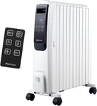 Radiateur Numérique à Bain d`Huile 2500W, Mobile, Chauffage électrique 10 éléments, Minuteur Intégré, 4 Puissances de Chauffage, Thermostat, Télécommande