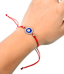 Evil Eye Bracelet Wrist or Ankle Enamel & CZ Eye Beaded Protection Adjustable