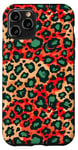 Coque pour iPhone 11 Pro Green Pop Art Tropical Red Leopard Phone Pattern Guépard