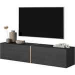 Bisira - Meuble tv 140 cm - Frêne noir avec insert doré - Selsey