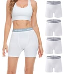 wirarpa Short Cycliste Femme Panty Anti Frottement Shorty Coton Legging Court Boxer Caleçon 5,5 "Inseam Lot de Blanc 4 Taille XL