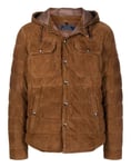 Polo Ralph Lauren Quilted Suede Hooded Padded Jacket Brown Size Small uk 38