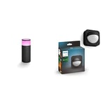 Philips Hue White & Color Ambiance CALLA, Borne 8W, extension, necessite le kit de base CALLA et un pont Hue - Noir Hue Outdoor Sensor, Détecteur de mouvement extérieur, sans fil, noir