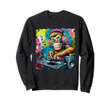 Monkey on the turntables headphones cool disc jockey DJ Sweatshirt