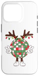 iPhone 16 Pro Christmas disco ball with antlers, peace sign, reindeer Case