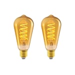 Amazon Basics Lot de 2 ampoules LED E27, vintage, verre ambré rétro de style antique, ST64, 4 W (équivalent à 25 W), lumière ultra chaude 1800 K pour la décoration