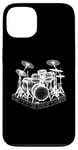 Coque pour iPhone 13 Ensemble de batterie 3D Wireframe - Vintage Drummer Drums Lover