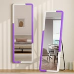 Lvifur Miroir sur Pied, 160 x 50 cm Grand Miroir Mural Chambre pour Chambre à Coucher Salon Salle de Bain Dressing Miroir (Blanc Violet Carré)