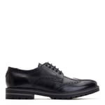 Base London Mens Gibbs Waxy Black Leather Brogue Shoes - Size UK 11