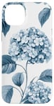 Coque pour iPhone 14 Plus Hortensias Feuilles Bleu Pastel Hortensia Floral