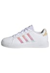 adidas Grand Court Lifestyle Lace Tennis Shoes Chaussures, Cloud White/Iridescent/Cloud White, 30.5 EU