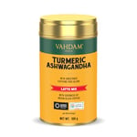 VAHDAM, Golden Milk Powder/Turmeric Ashwagandha Latte Mix (100g, 40 Cups) Caffeine-Free | Powerful Curcumin, Turmeric Powder & Ashwagandha | Brew Hot/Iced Tea or Turmeric Latte