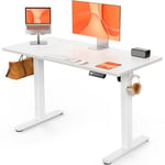 ErGear Bureau Assis Debout Electrique, Bureau Réglable en Hauteur Electrique 120 x 60 cm, Bureau Informatique avec Panneau Intelligent à 4 Mémoires, Bureau Blanc avec Plateau en Panneaux Assemblés