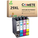 COMETE, Marque française - 29XL - 4 Cartouches d'encre Compatibles avec Epson 29 XL Fraise - pour Epson Expression Home XP-235 XP-245 XP-247 XP-255 XP-335 XP-345 XP-442 XP-445 (1 Noir et 3 Couleur)