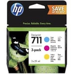 Genuine HP 711 3-Pack Magenta Cyan Yellow Ink Cartridge for DesignJet T520 T120