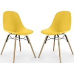 Chaise de Salle à Manger - Design Scandinave - Pieds en Bois - Lot de 2 - Skögur Jaune