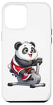 Coque pour iPhone 13 Pro Max Panda sur vélo d'appartement Gym Fitness Entraînement Sport