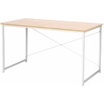 Woltu - Bureau d'ordinateur. table de bureau en bois et acier. Bureau informatique avec étagère.120x60x70cm. 10.2kg.Chêne clair +Blanc
