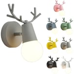 Hjorthornsformad järn inomhus vägglampa, Macaron färg vägglampa för barnrum, enkel modern stil inomhus vägglampa spotlight grey