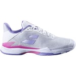 Babolat Women, Chaussures de Tennis Femme Jet Tere All Court, Maintien, Amorti, Technologie Active Flexion, Semelle Respirante Ortholite, Marque Française, Xenon Blue/White, Taille EU 36, Blanc