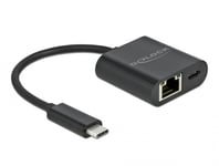 DELOCK – USB Type-C™ Adapter to Gigabit LAN 10/100/1000 Mbps with Power Delivery port black (66644)