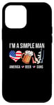 Coque pour iPhone 12 mini I'm A Simple Man America Beer Guns Drapeau USA Independence