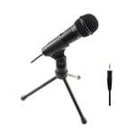 Mikrofon med bordhållare - til PC / Laptop mm 3.5mm kabel tilslutning Svart