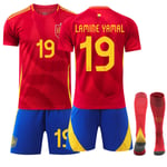 UEFA Euro 2024 Spanien Hemma Barn Fotboll Set Nr 19 Yamal XS