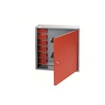 Armoire murale 1 porte 2 étagères et 6 boites de rangement longueur 60 cm - Rouge - Kupper