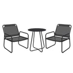 Ensemble salon de jardin 3 pcs 2 fauteuils et table ronde gris