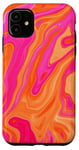 Coque pour iPhone 11 Motif tendance en forme de marbre rose et orange