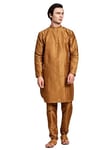 SKAVIJ Kurta Pajama Set for Men Indian Ethnic Party Wear Dress Brown XL