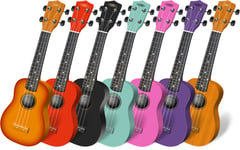 7pcs Ukulele Soprano Uke Hawaii Ukulélés Toutes Couleurs Bois en Tilleul Set