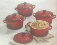 LE CREUSET Set of 4 Stoneware Round Cocottes, Red, 22 oz (2.75 Cups) 303810