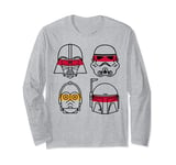 Star Wars Line Art Character Heads Long Sleeve T-Shirt