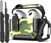 Coque pour AirPods 3e avec kit de Nettoyage,Armure de Protection Rigide Militaire avec verrou pour boîtier de Charge AirPod Gen 3 2021,Camouflage forêt Tropicale