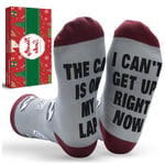 Funny Novelty Socks Christmas Gifts - Stocking Fillers for Teenage Boys Girls Secret Santa Birthday Valentines Gift Ideas for Men Women Xmas Presents Can't Get Up Right Now The Cat is On My Lap