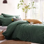 CoutureBridal Housse de Couette 220x240 cm Vert foncé Couleur Unie - Parure de Lit 2 Personnes avec Fermeture Éclair en Microfibre avec 2 Taie d'oreiller 65x65 cm