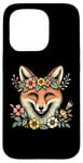 Coque pour iPhone 15 Pro Couronne de fleurs de renard